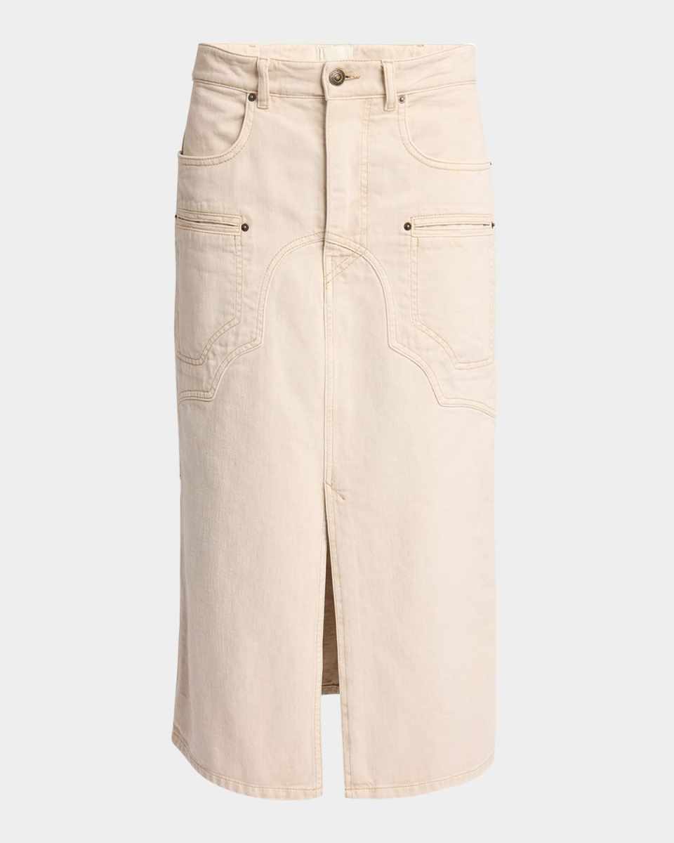 Britt Western Denim Slit Midi Skirt
